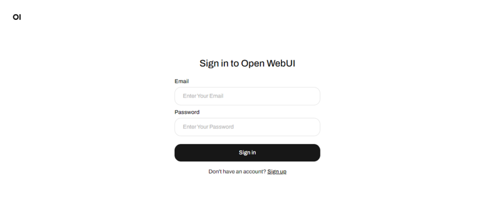 Página de Login do Open WebUI